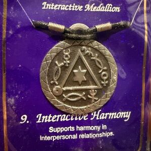 Vintage Pewter Pendant Necklace Mystic Path Interactive Harmony Medallion New